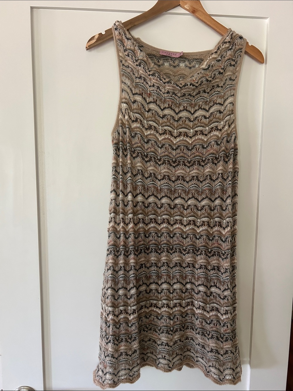 Calypso St. Barth Beige Multicolor Knit Sleeveless Dress